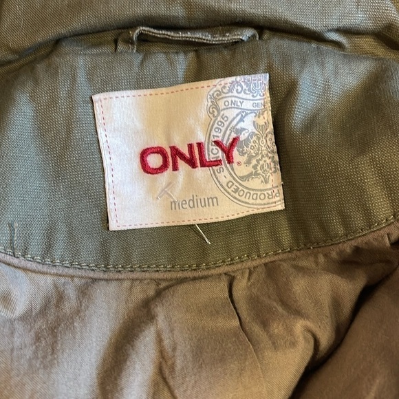 ONLY Army Green Utility Canvas Jacket w/ Hood | Drawstring Waist | M - Picture 8 of 13